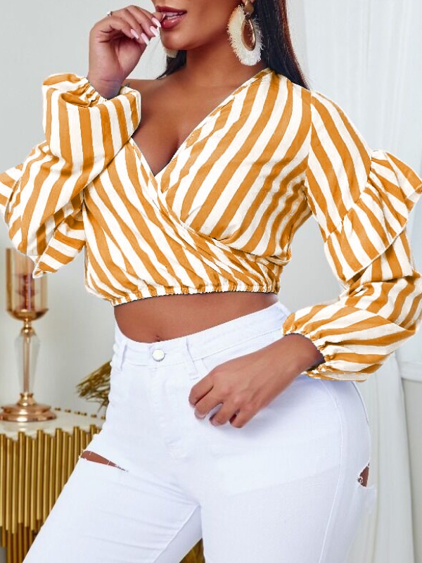 

Lovely Stylish Striped Yellow Blouse