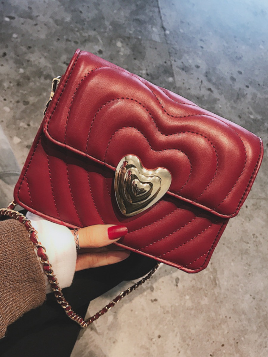 

lovely Trendy Chain Strap Red Crossbody Bag