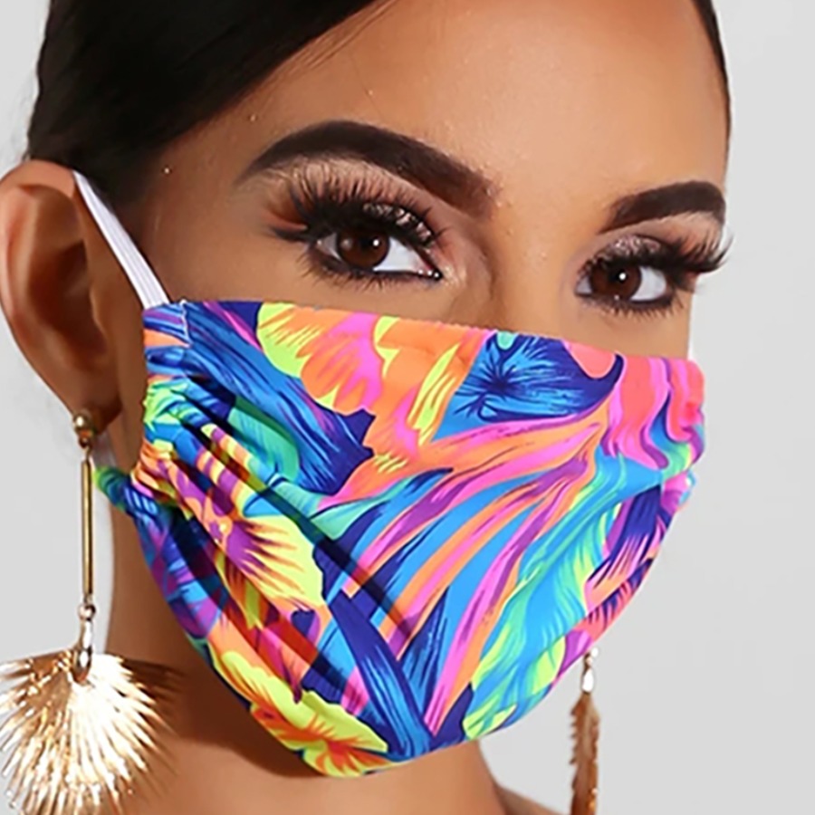 

lovely Plants Print Blue Face Mask