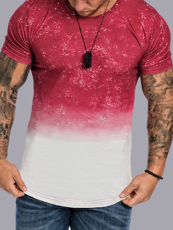 

lovely Leisure O Neck Gradient Red T-shirt