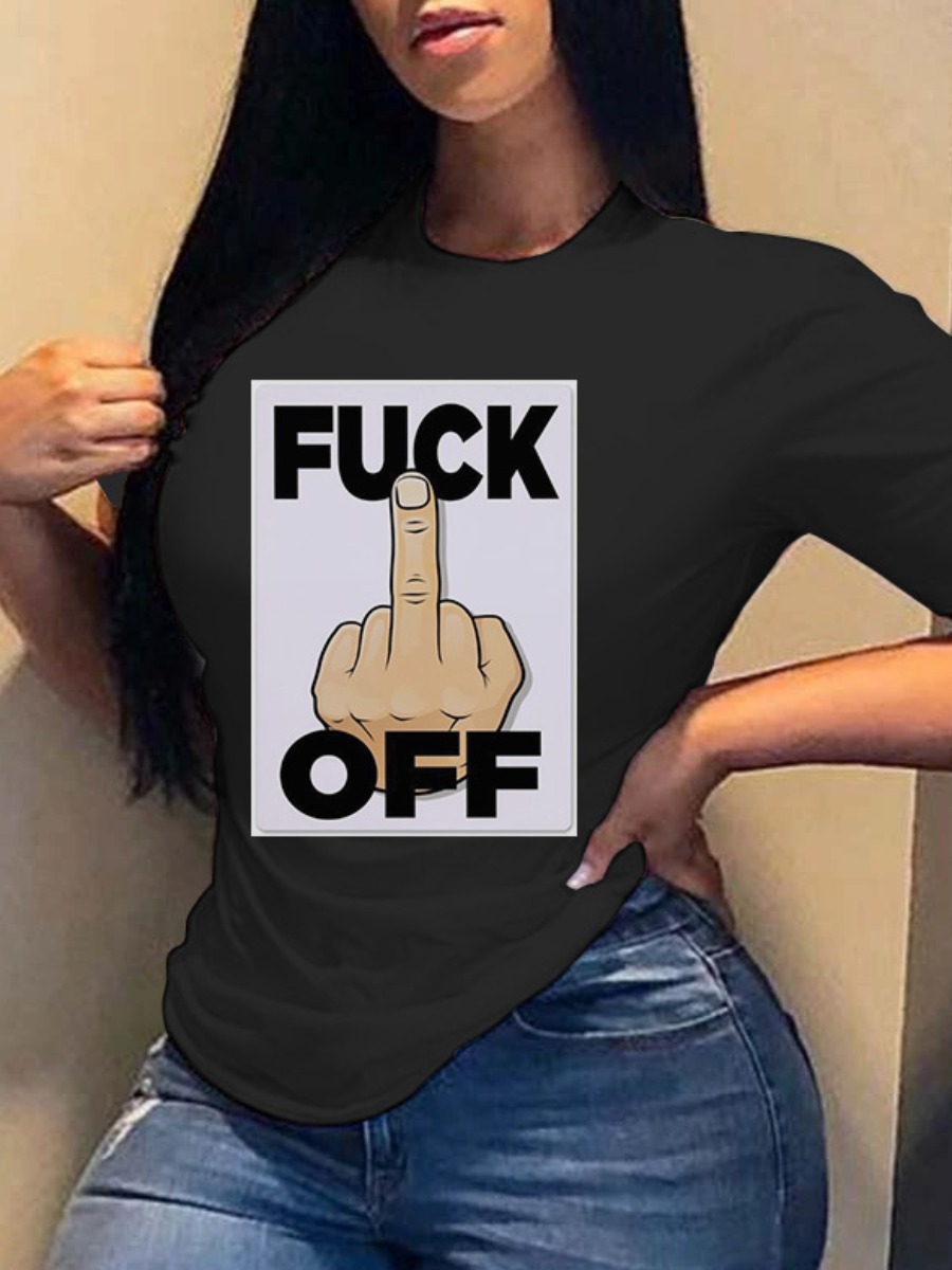 

lovely Casual O Neck Print White T-shirt