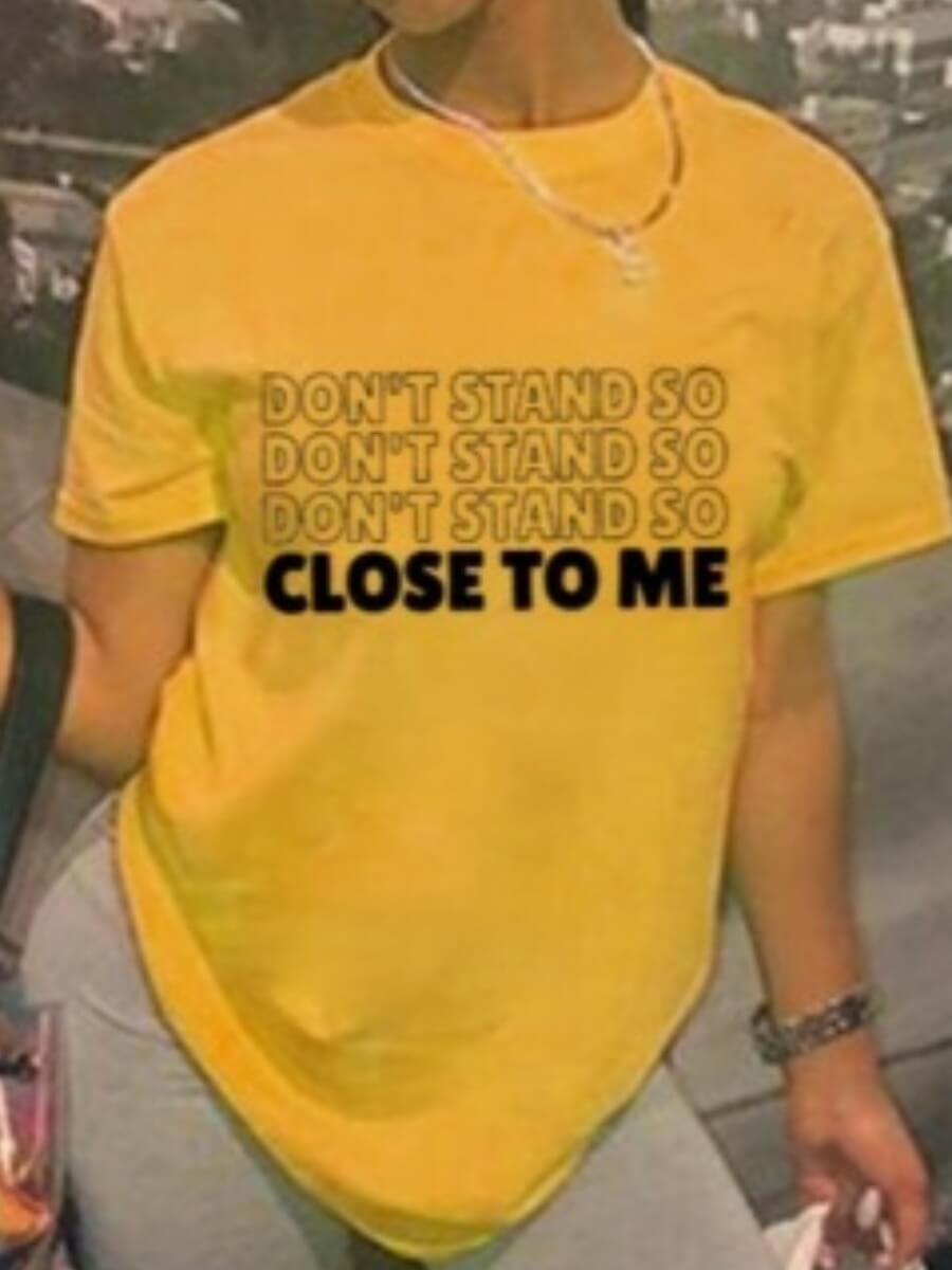 

LW Plus Size Casual O Neck Letter Print Yellow T-shirt
