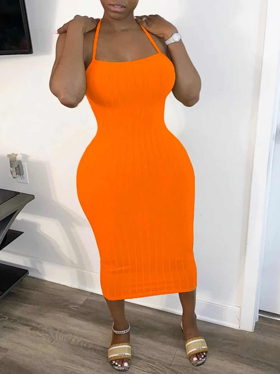 

Lovely Sexy Backless Croci Mid Calf Dress