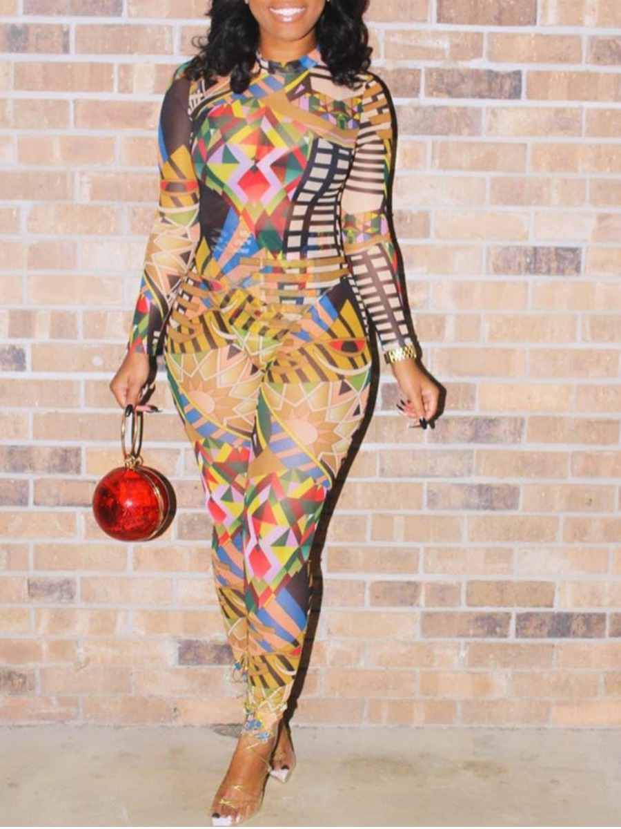 

lovely Euramerican Print Multicolor One-piece Jumpsuit, Multi