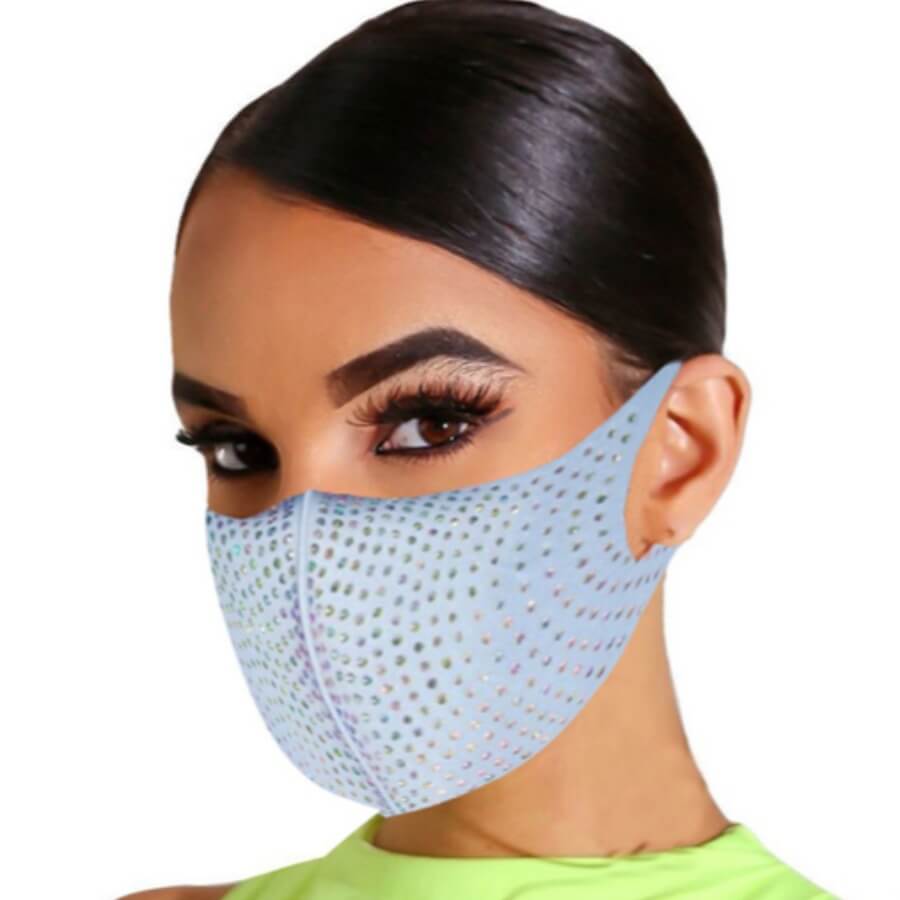 

lovely Rhinestone Decorative Baby Blue Face Mask