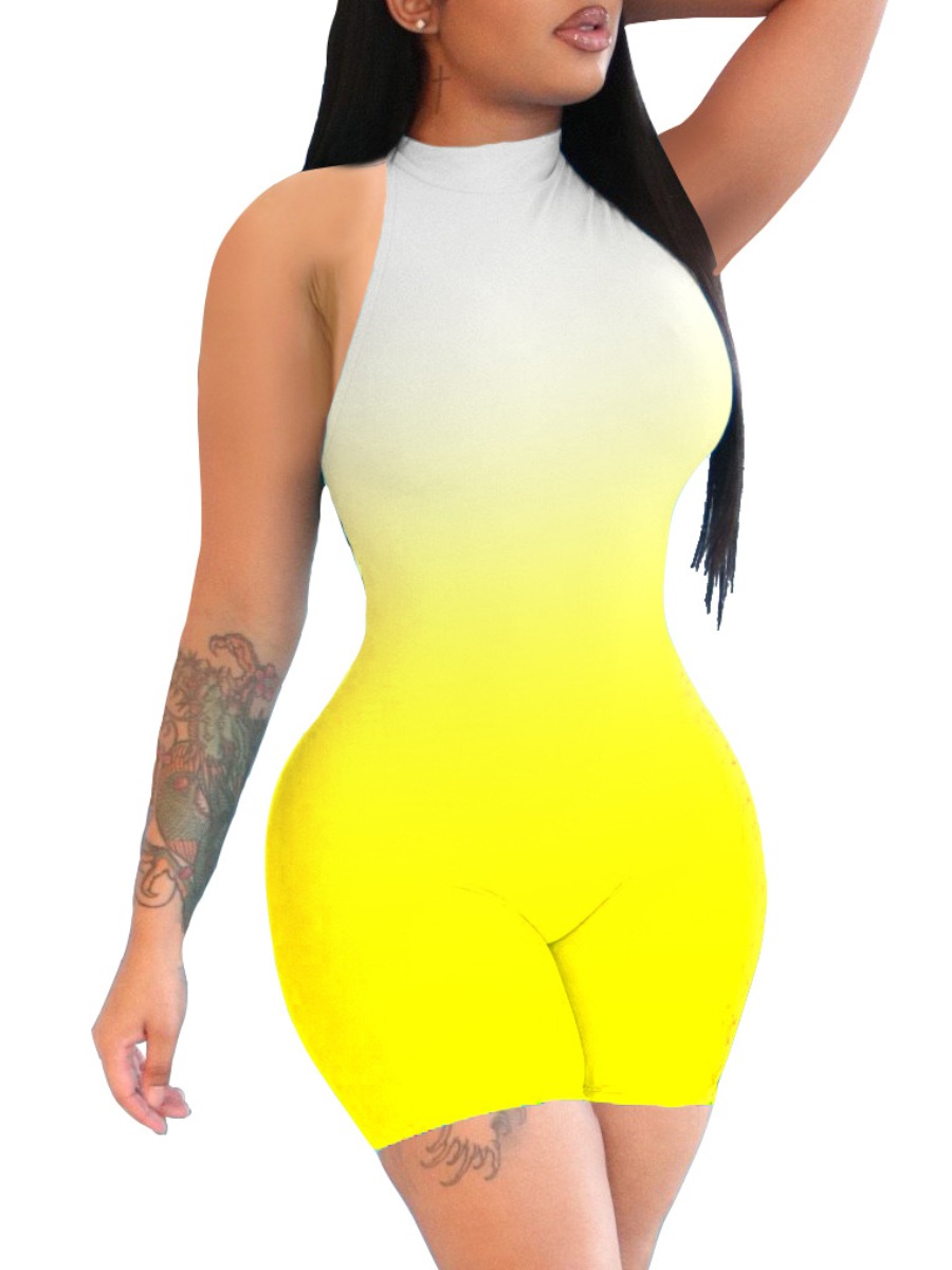 

lovely Casual Gradient Yellow One-piece Romper