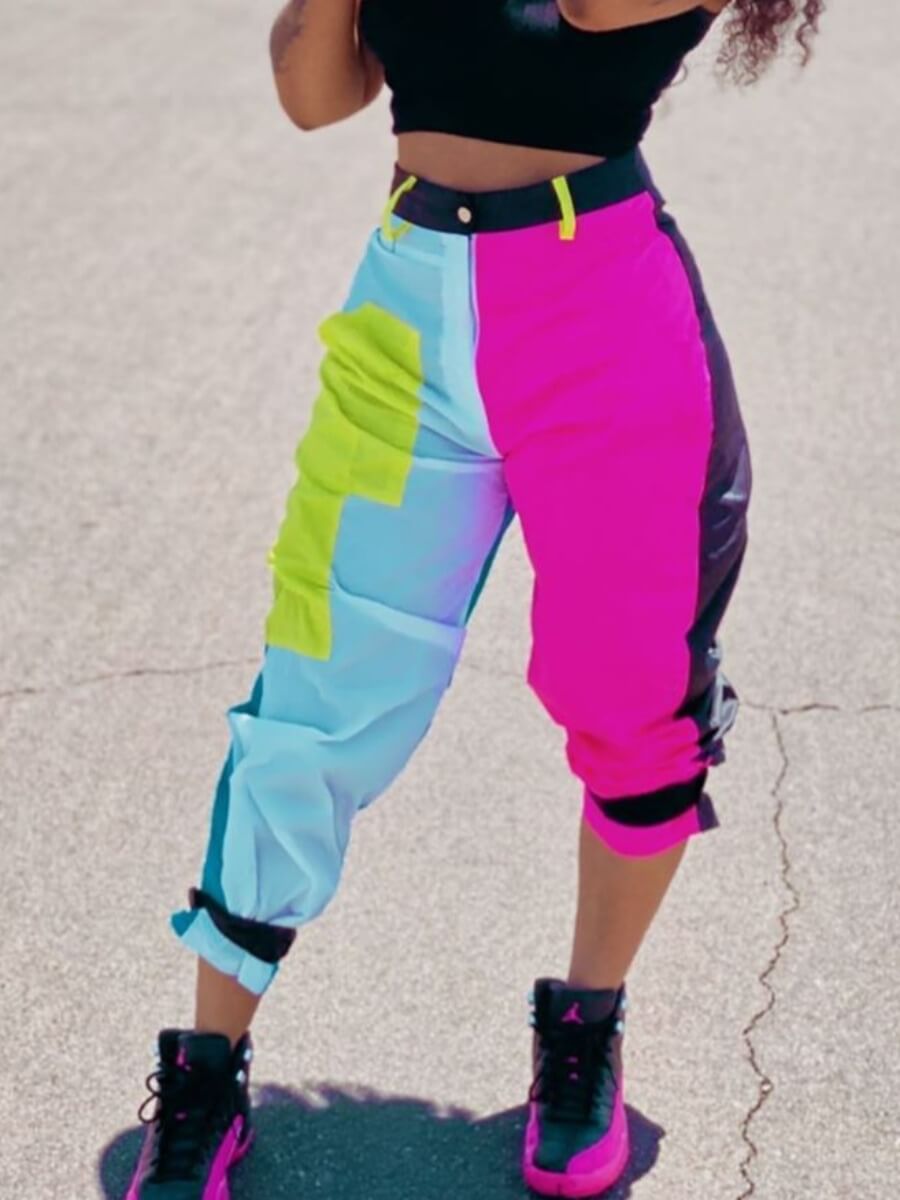 

Lovely Street Patchwork Multicolor Pants, Multi