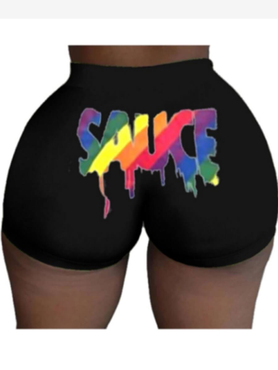 

Lovely Sportswear Letter Print Black Shorts