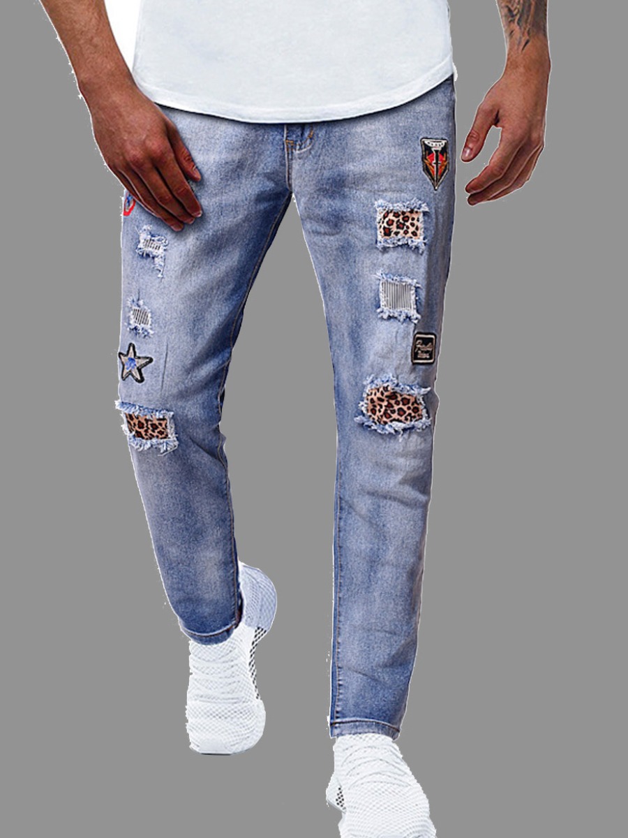 

lovely Trendy Patchwork Blue Jeans