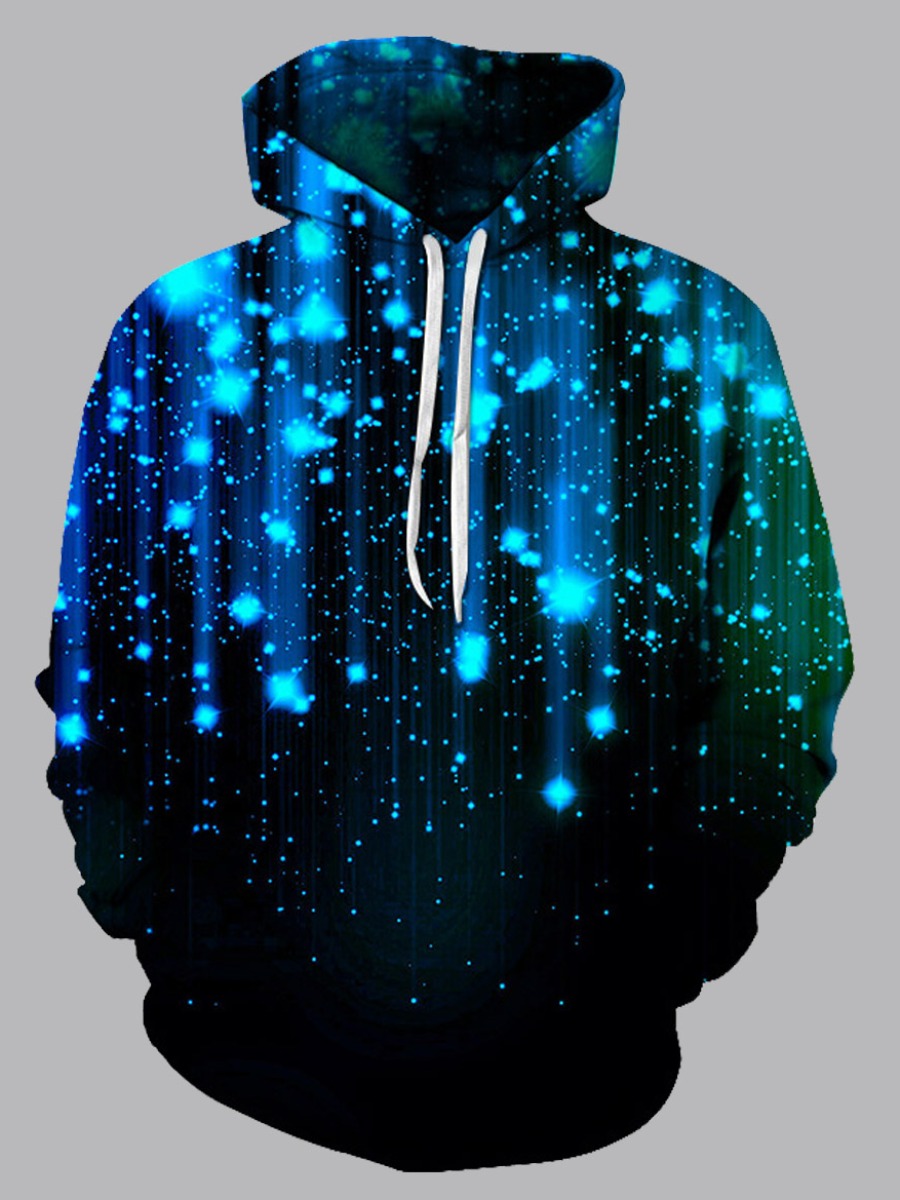 

Men lovely Street Hoodie Collar Starry Sky Print Blue Hoodie