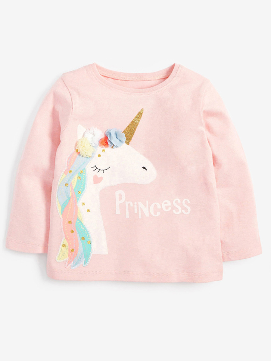 

lovely Casual O Neck Cartoon Print Pink Girl Hoodie