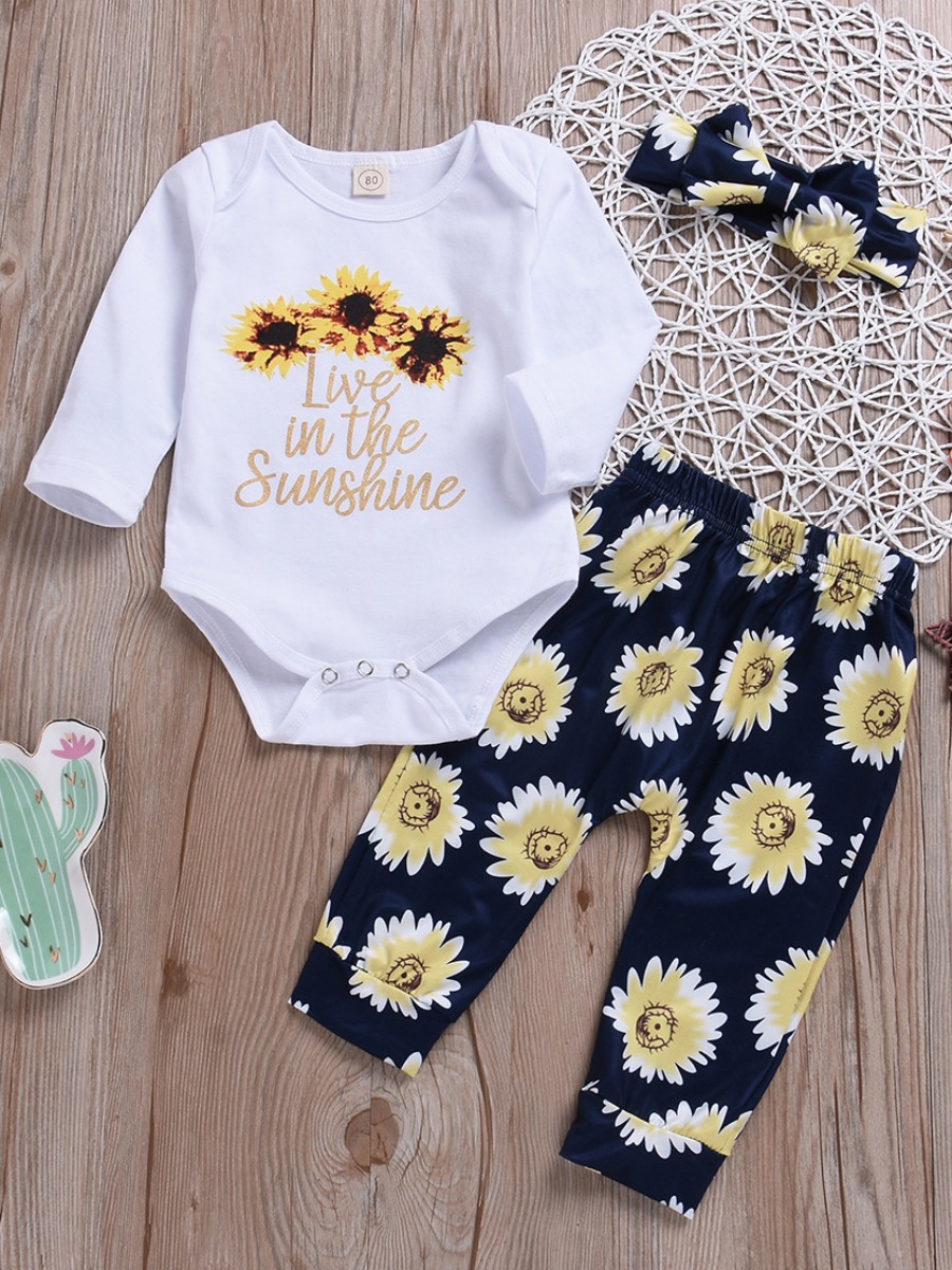 

lovely Sweet O Neck Floral Print White Girl Two-piece Pants Set