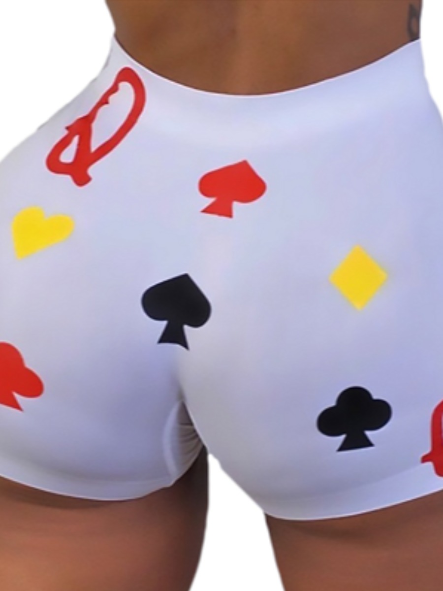 

Lovely Sportswear Print White Shorts