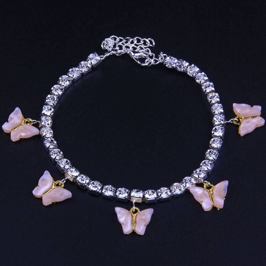 Lovely Trendy Butterfly Pink Body Chain