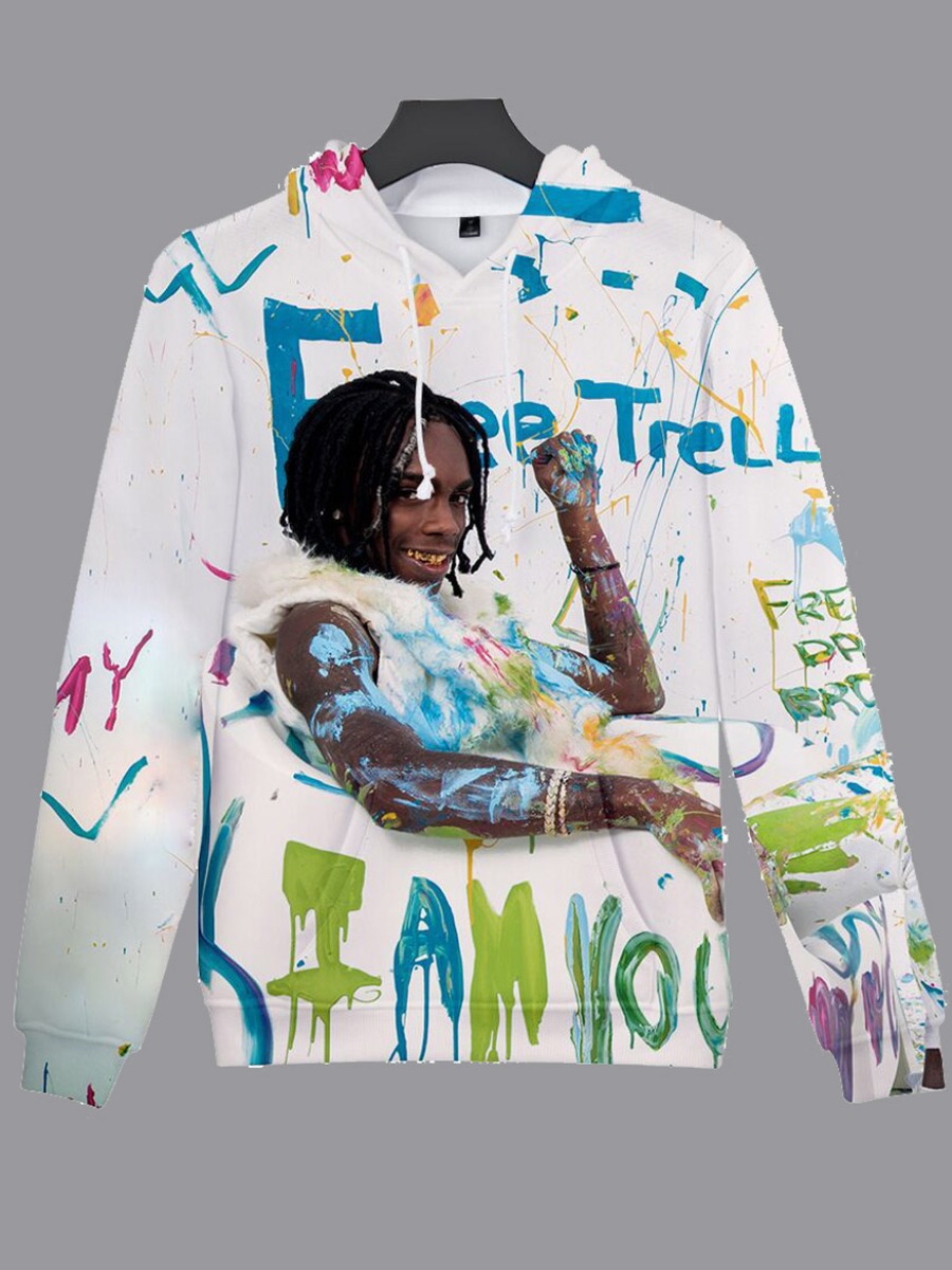 

Men lovely Trendy Hooded Collar Print White Hoodie