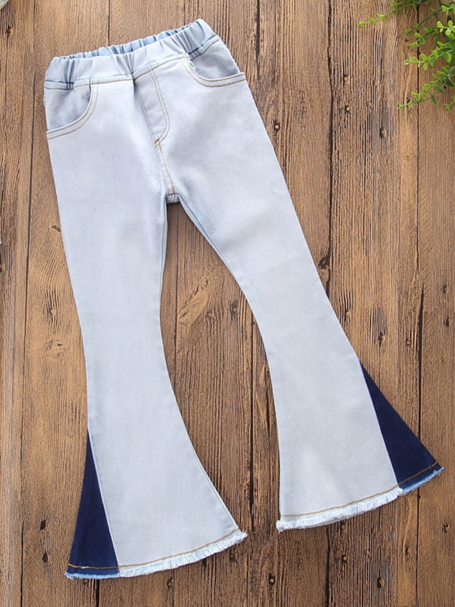 

lovely Stylish Buttons Design Flared Baby Blue Girl Jeans