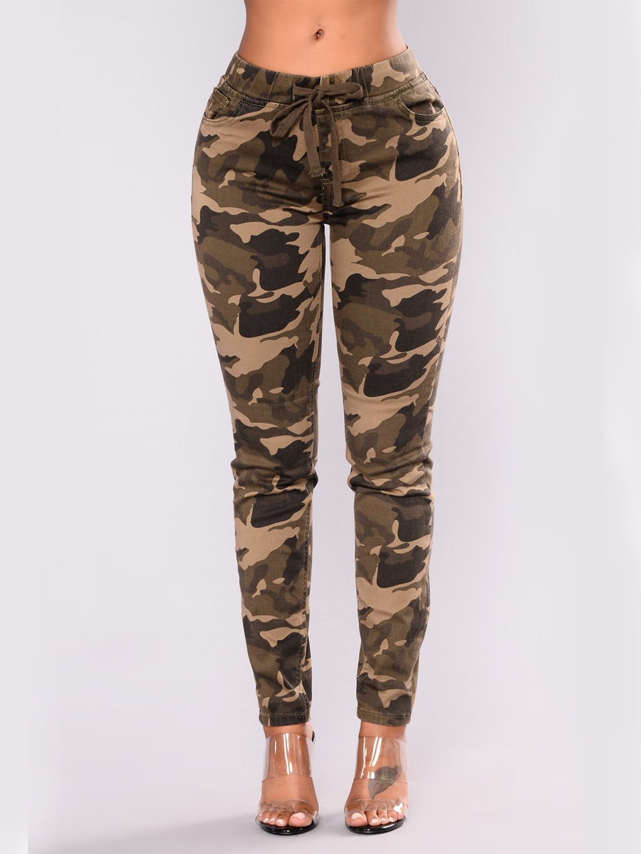 

lovely Street Camo Print Skinny Pants