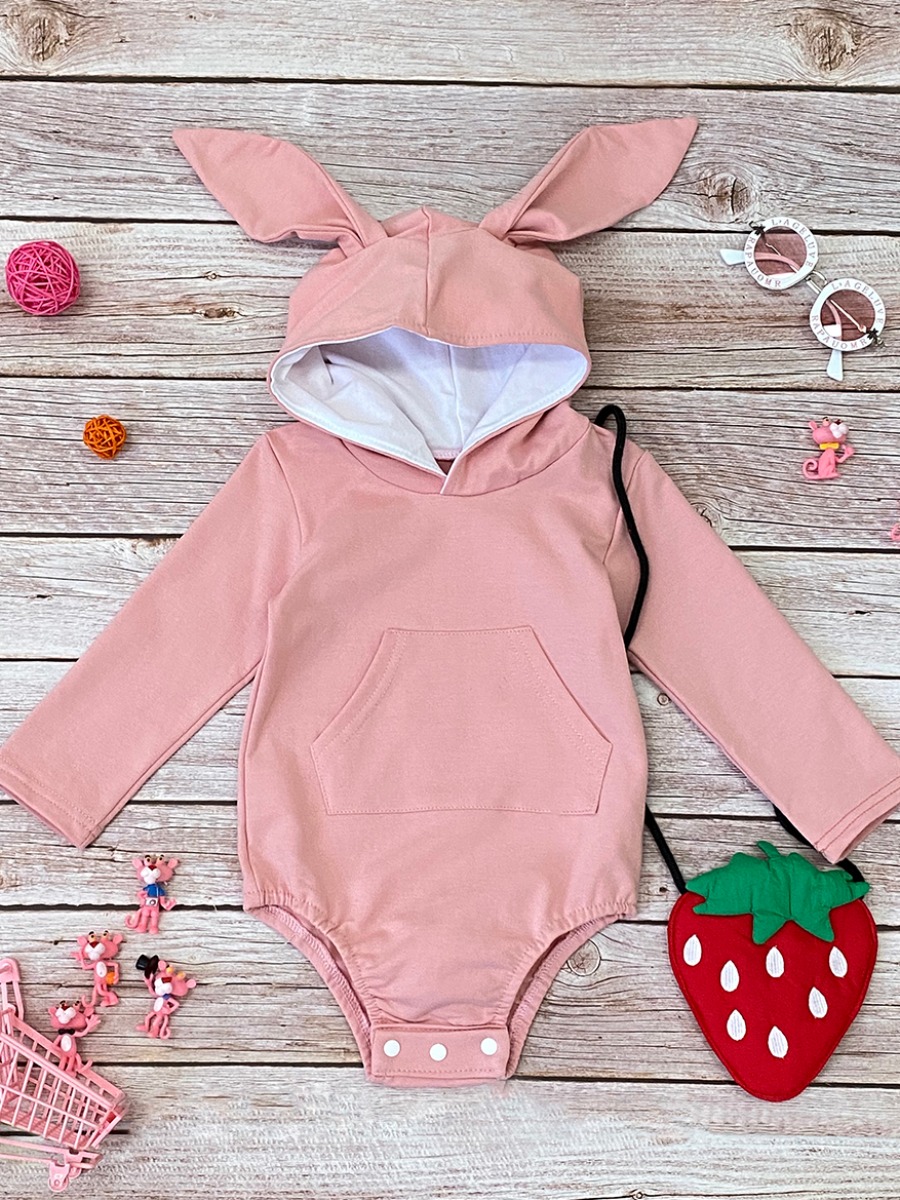 

lovely Sweet Hooded Collar Pink Girl One-piece Romper