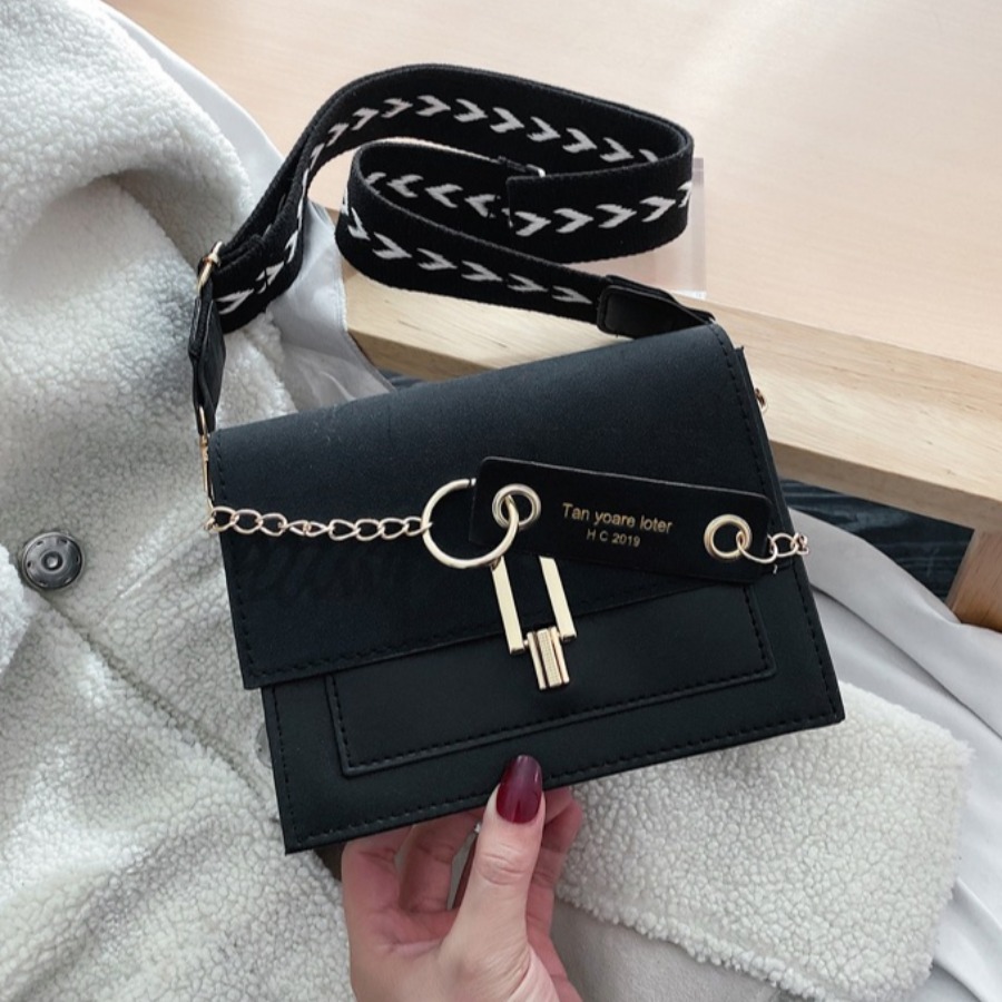 

lovely Trendy Patchwork Black Crossbody Bag