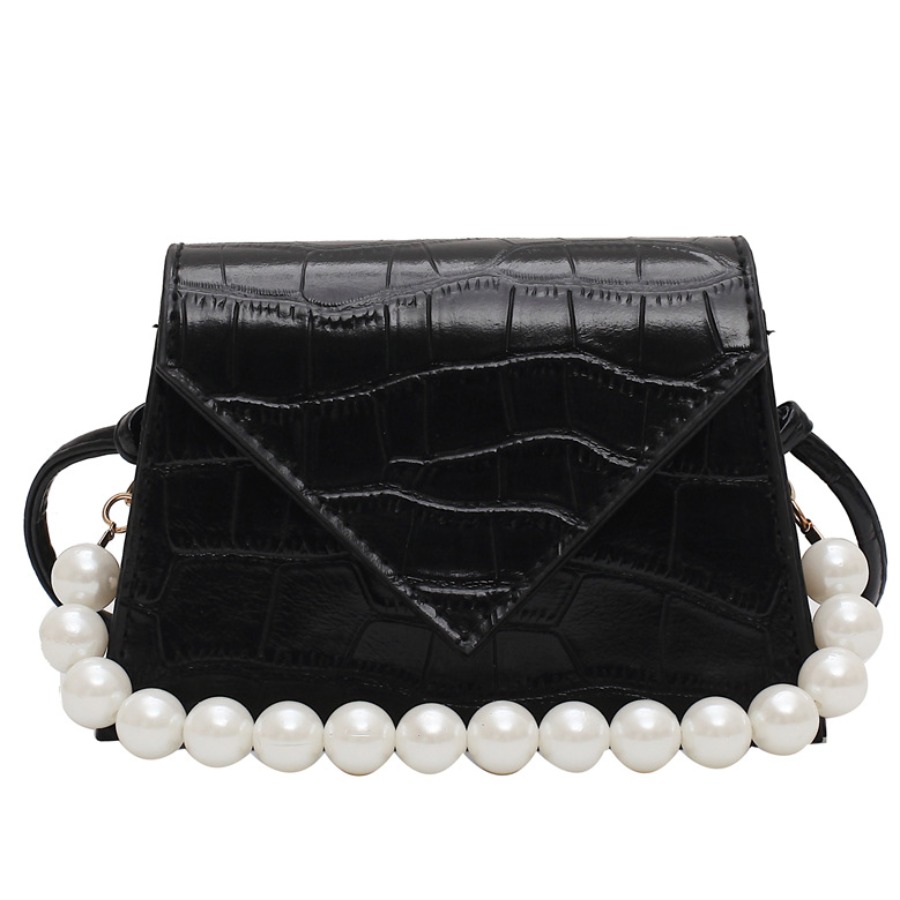 

lovely Vintage Pearl Decorative Black Crossbody Bag