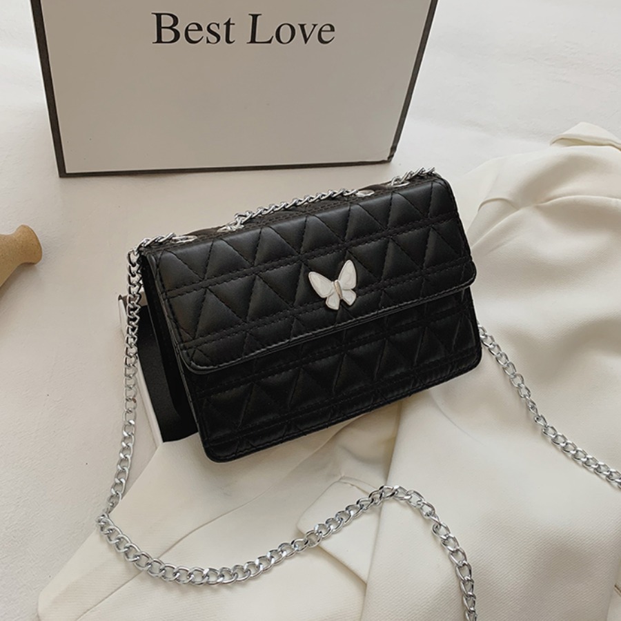 

lovely Vintage Chain Strap Butterfly Black Crossbody Bag