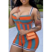 LW Sexy Striped Patchwork One-piece Romper