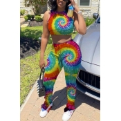 lovely Trendy Tie Dye Purple Two Piece Pants Set