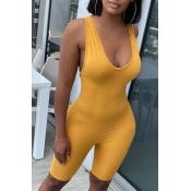 lovely Sportswear Skinny Yellow One-piece Romper