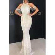 lovely Party Hollow-out Tassel Design White Traili