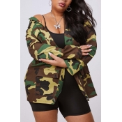 Lovely Trendy Camo Print Plus Size Coat