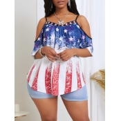 lovely Independence Day Street Print Hollow-out Bl