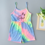 lovely Trendy Tie-dye Multicolor Girl One-piece Ro