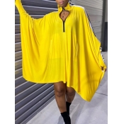 Lovely Euramerican Batwing Sleeves Patchwork Yello