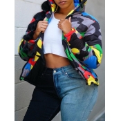 Lovely Street Camo Print Zipper Design Plus Size P