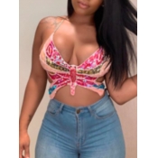 Lovely Sexy Sequined Butterfly Rose Red Camisole