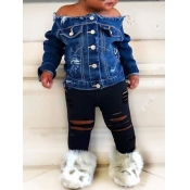 Lovely Girl Casual Flounce Design White Two-piece 