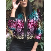 lovely Street Sequined Zipper Design Multicolor Ja