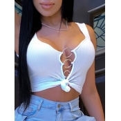 Lovely Street Hollow-ou White Camisole