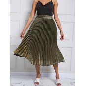lovely Trendy Fold Design Gold Skirt