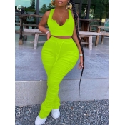 lovely Sexy Fold Design Green Plus Size Two-piece 