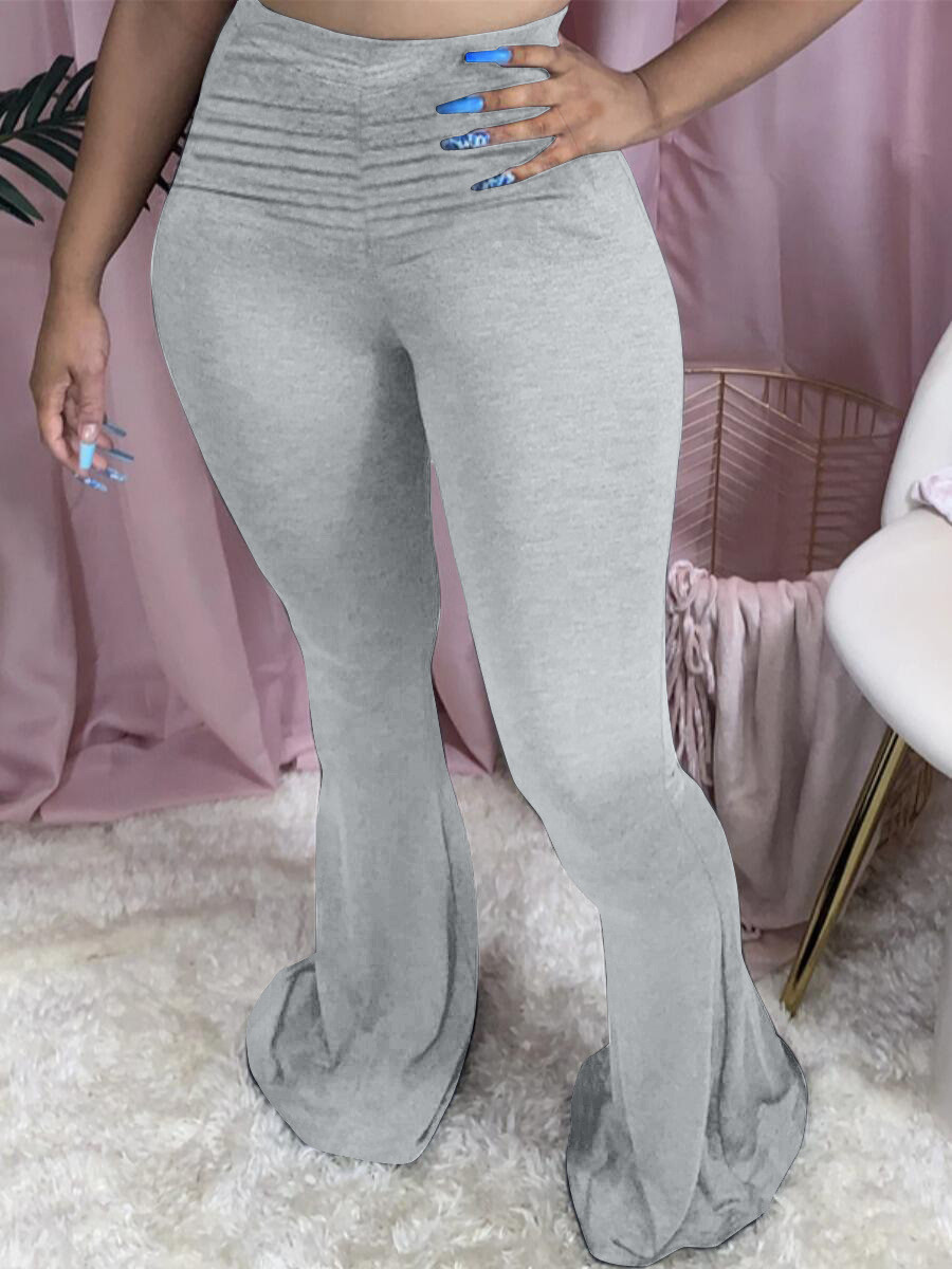 

lovely Trendy Fold Design Grey Pants