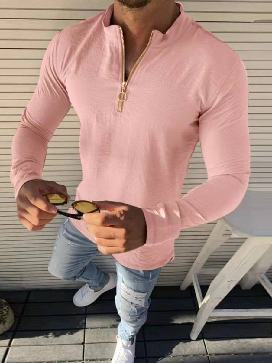 

lovely Casual Zipper Design Cameo Brown Shirt