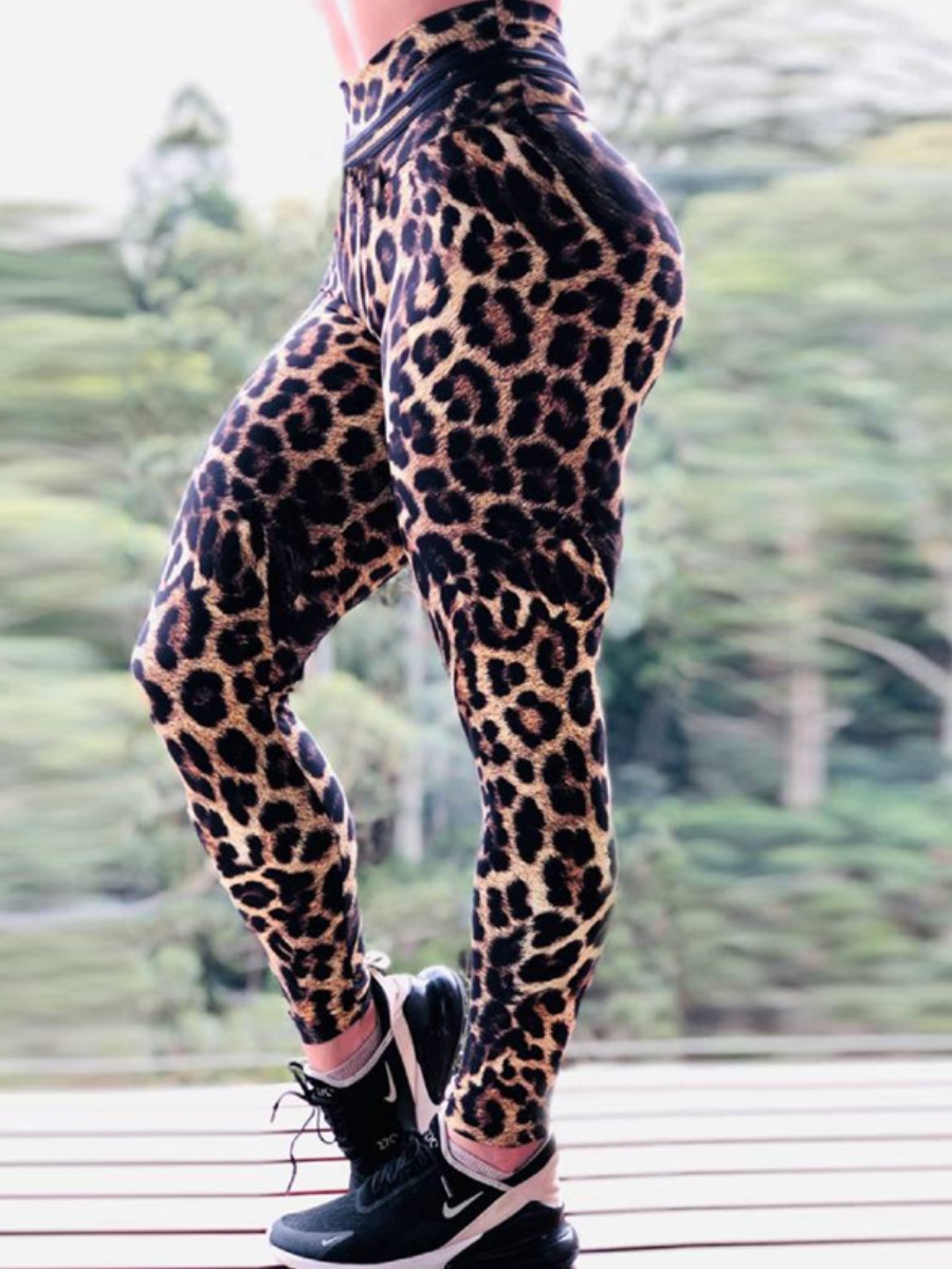 

lovely Sportswear Leopard Print Skinny Pants
