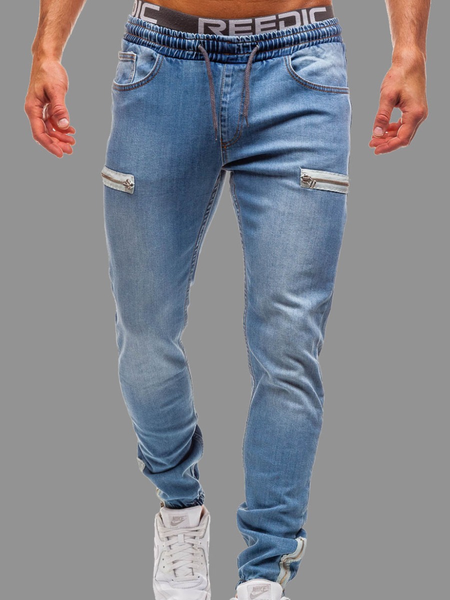 

lovely Street Zipper Design Deep Blue Jeans