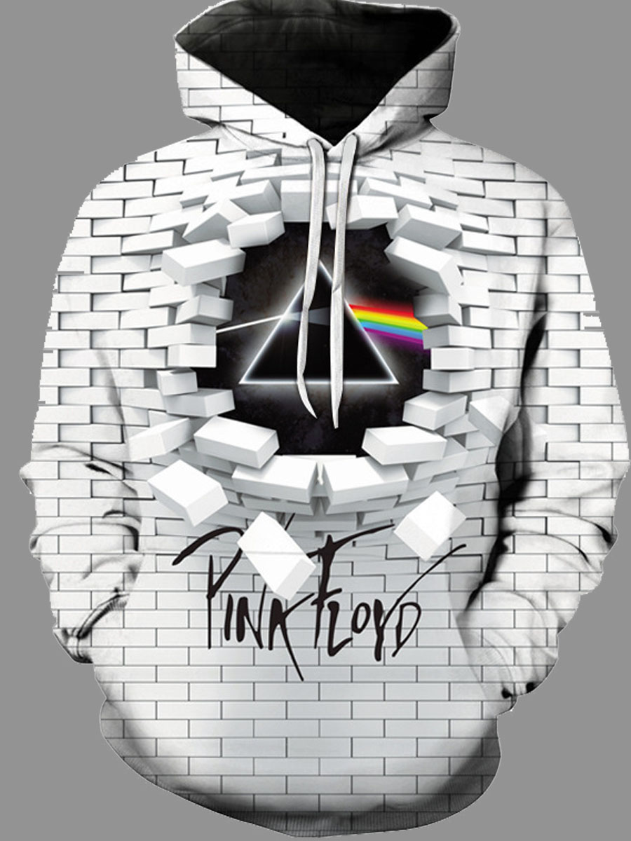 

lovely Stylish Hooded Collar Print White Men Hoodie