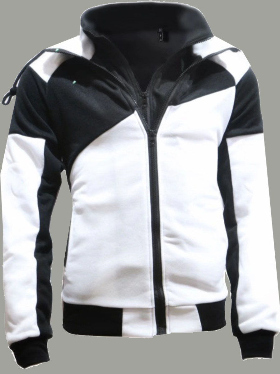 

lovely Sportswear Hooded Collar Patchwork White Men Hoodie