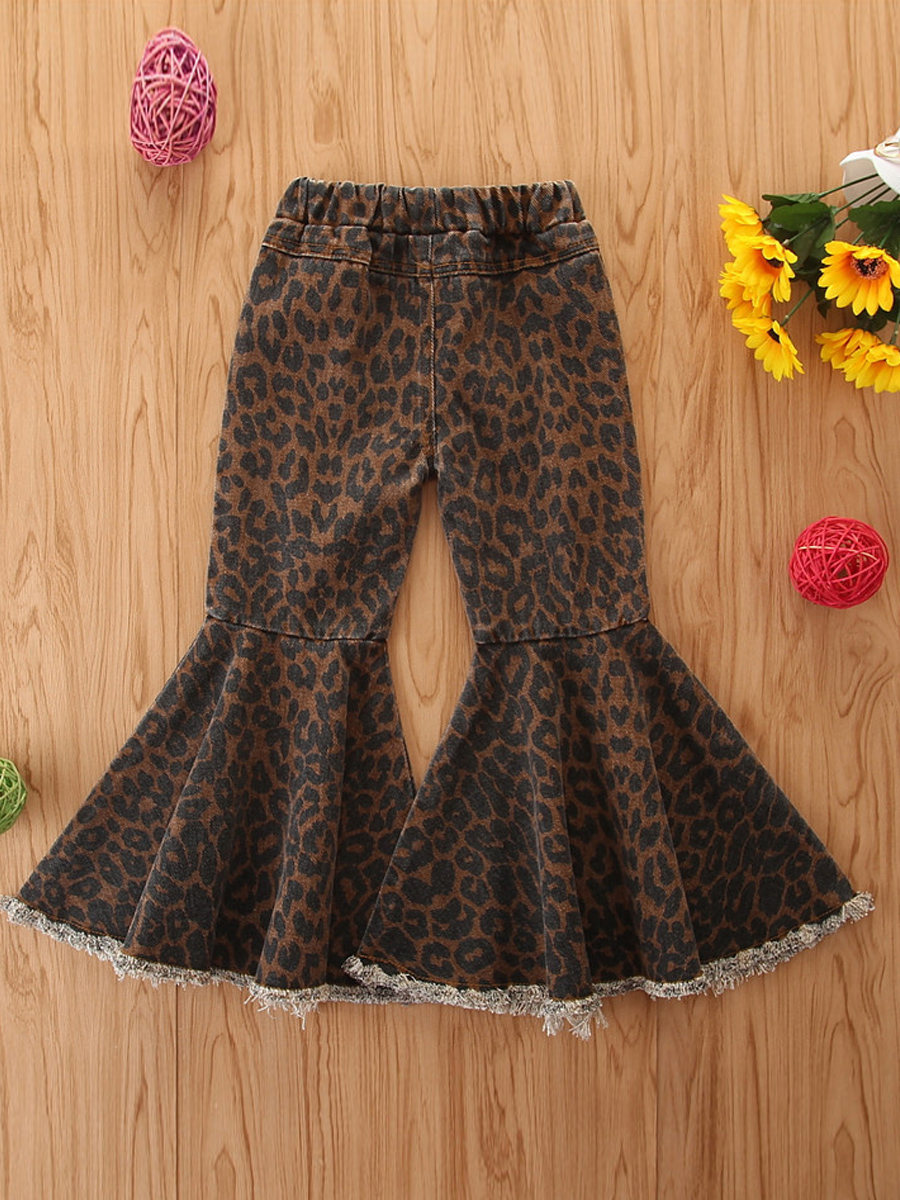 

lovely Trendy Leopard Print Flared Girl Jeans