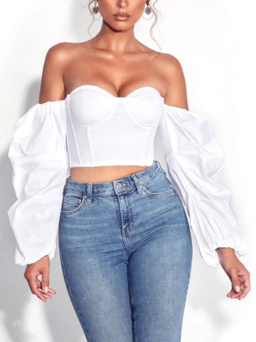 

lovely Sweet Dew Shoulder Zipper Design White Blouse