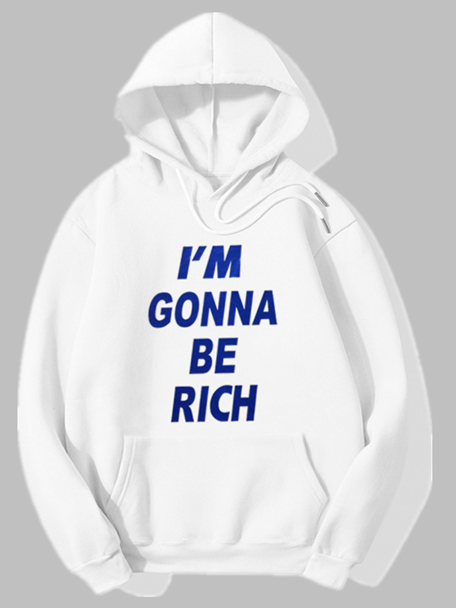 

Lovely Casual Hooded Collar Letter Print White Hoodie