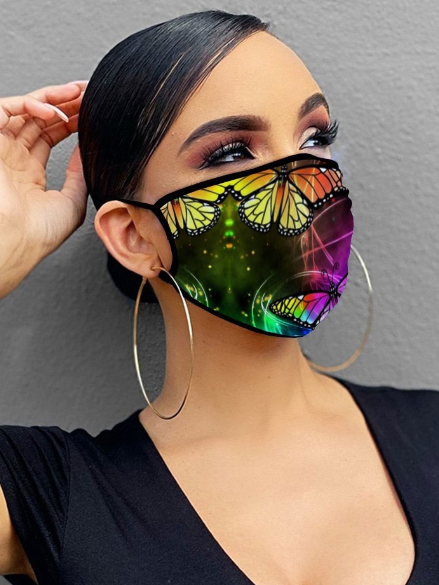 

lovely Butterfly Print Multicolor Face Mask, Multi